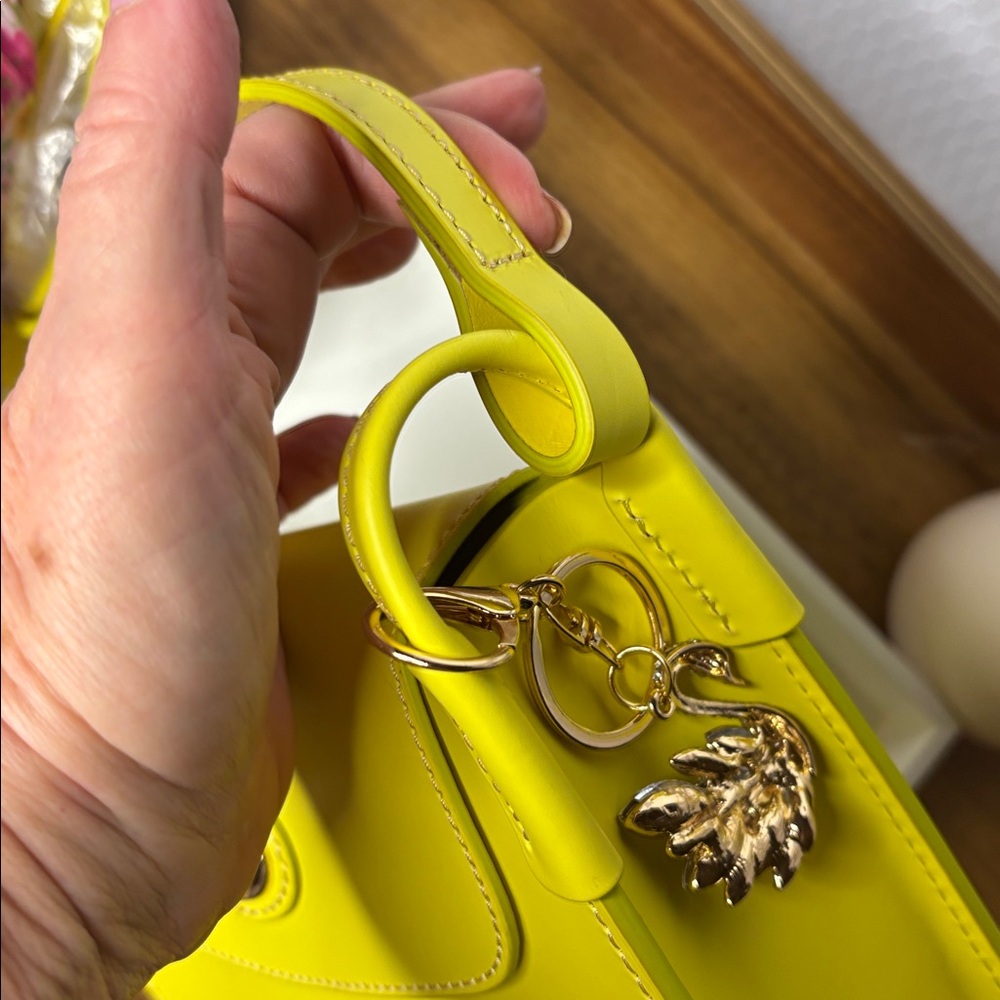 Dooney & Bourke Yellow Crossbody Bag with Crystal Swan Charm - Picture 4 of 14